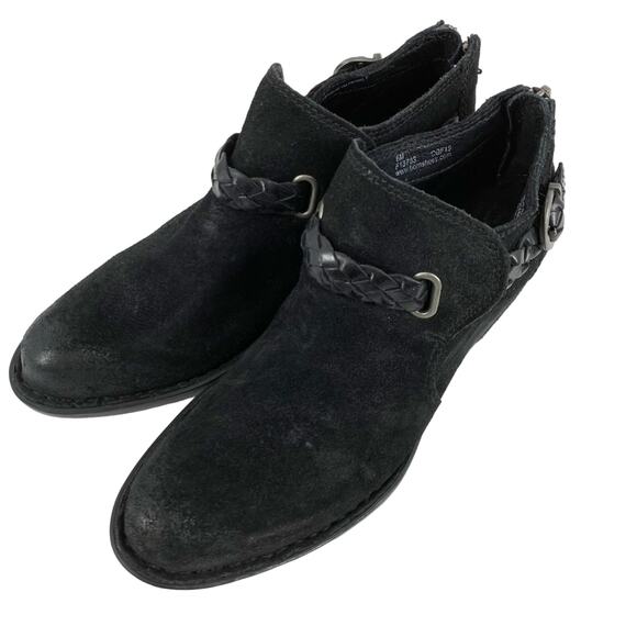 Born Nolina Leather Suede Ankle Boots Black Women’s Size 6M - Picture 4 of 10